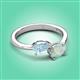3 - Afra 1.10 ctw Aquamarine Pear Shape (7x5 mm) & Opal Oval Shape (7x5 mm) Toi Et Moi Engagement Ring 
