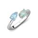 4 - Afra 1.10 ctw Aquamarine Pear Shape (7x5 mm) & Opal Oval Shape (7x5 mm) Toi Et Moi Engagement Ring 