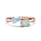 1 - Afra 1.10 ctw Aquamarine Pear Shape (7x5 mm) & Opal Oval Shape (7x5 mm) Toi Et Moi Engagement Ring 