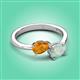 3 - Afra 1.15 ctw Citrine Pear Shape (7x5 mm) & Opal Oval Shape (7x5 mm) Toi Et Moi Engagement Ring 