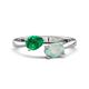 1 - Afra 1.30 ctw Emerald Pear Shape (7x5 mm) & Opal Oval Shape (7x5 mm) Toi Et Moi Engagement Ring 