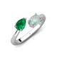 4 - Afra 1.30 ctw Emerald Pear Shape (7x5 mm) & Opal Oval Shape (7x5 mm) Toi Et Moi Engagement Ring 