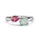 1 - Afra 1.20 ctw Pink Tourmaline Pear Shape (7x5 mm) & Opal Oval Shape (7x5 mm) Toi Et Moi Engagement Ring 