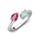 4 - Afra 1.20 ctw Pink Tourmaline Pear Shape (7x5 mm) & Opal Oval Shape (7x5 mm) Toi Et Moi Engagement Ring 