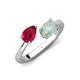 4 - Afra 1.45 ctw Ruby Pear Shape (7x5 mm) & Opal Oval Shape (7x5 mm) Toi Et Moi Engagement Ring 