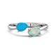 1 - Afra 0.85 ctw Turquoise Pear Shape (7x5 mm) & Opal Oval Shape (7x5 mm) Toi Et Moi Engagement Ring 