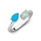 4 - Afra 0.85 ctw Turquoise Pear Shape (7x5 mm) & Opal Oval Shape (7x5 mm) Toi Et Moi Engagement Ring 