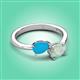 3 - Afra 1.40 ctw Blue Sapphire Pear Shape (7x5 mm) & Opal Oval Shape (7x5 mm) Toi Et Moi Engagement Ring 
