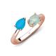 4 - Afra 1.40 ctw Blue Sapphire Pear Shape (7x5 mm) & Opal Oval Shape (7x5 mm) Toi Et Moi Engagement Ring 