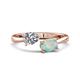 1 - Afra 1.40 ctw White Sapphire Pear Shape (7x5 mm) & Opal Oval Shape (7x5 mm) Toi Et Moi Engagement Ring 