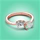 3 - Afra 1.40 ctw White Sapphire Pear Shape (7x5 mm) & Opal Oval Shape (7x5 mm) Toi Et Moi Engagement Ring 