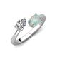 4 - Afra 1.40 ctw White Sapphire Pear Shape (7x5 mm) & Opal Oval Shape (7x5 mm) Toi Et Moi Engagement Ring 