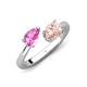 4 - Afra 1.65 ctw Pink Sapphire Pear Shape (7x5 mm) & Morganite Oval Shape (7x5 mm) Toi Et Moi Engagement Ring 