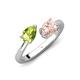 4 - Afra 1.55 ctw Peridot Pear Shape (7x5 mm) & Morganite Oval Shape (7x5 mm) Toi Et Moi Engagement Ring 