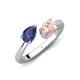 4 - Afra 1.35 ctw Iolite Pear Shape (7x5 mm) & Morganite Oval Shape (7x5 mm) Toi Et Moi Engagement Ring 