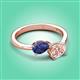 3 - Afra 1.35 ctw Iolite Pear Shape (7x5 mm) & Morganite Oval Shape (7x5 mm) Toi Et Moi Engagement Ring 