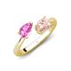 4 - Afra 1.65 ctw Pink Sapphire Pear Shape (7x5 mm) & Morganite Oval Shape (7x5 mm) Toi Et Moi Engagement Ring 