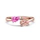 1 - Afra 1.65 ctw Pink Sapphire Pear Shape (7x5 mm) & Morganite Oval Shape (7x5 mm) Toi Et Moi Engagement Ring 