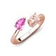 4 - Afra 1.65 ctw Pink Sapphire Pear Shape (7x5 mm) & Morganite Oval Shape (7x5 mm) Toi Et Moi Engagement Ring 