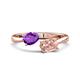 1 - Afra 1.40 ctw Amethyst Pear Shape (7x5 mm) & Morganite Oval Shape (7x5 mm) Toi Et Moi Engagement Ring 