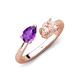 4 - Afra 1.40 ctw Amethyst Pear Shape (7x5 mm) & Morganite Oval Shape (7x5 mm) Toi Et Moi Engagement Ring 