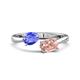 1 - Afra 1.50 ctw Tanzanite Pear Shape (7x5 mm) & Morganite Oval Shape (7x5 mm) Toi Et Moi Engagement Ring 