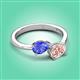 3 - Afra 1.50 ctw Tanzanite Pear Shape (7x5 mm) & Morganite Oval Shape (7x5 mm) Toi Et Moi Engagement Ring 