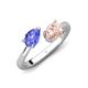 4 - Afra 1.50 ctw Tanzanite Pear Shape (7x5 mm) & Morganite Oval Shape (7x5 mm) Toi Et Moi Engagement Ring 