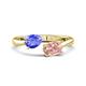 1 - Afra 1.50 ctw Tanzanite Pear Shape (7x5 mm) & Morganite Oval Shape (7x5 mm) Toi Et Moi Engagement Ring 