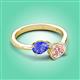 3 - Afra 1.50 ctw Tanzanite Pear Shape (7x5 mm) & Morganite Oval Shape (7x5 mm) Toi Et Moi Engagement Ring 