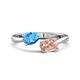 1 - Afra 1.60 ctw Blue Topaz Pear Shape (7x5 mm) & Morganite Oval Shape (7x5 mm) Toi Et Moi Engagement Ring 
