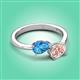 3 - Afra 1.60 ctw Blue Topaz Pear Shape (7x5 mm) & Morganite Oval Shape (7x5 mm) Toi Et Moi Engagement Ring 