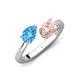 4 - Afra 1.60 ctw Blue Topaz Pear Shape (7x5 mm) & Morganite Oval Shape (7x5 mm) Toi Et Moi Engagement Ring 
