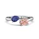 1 - Afra 1.35 ctw Iolite Pear Shape (7x5 mm) & Morganite Oval Shape (7x5 mm) Toi Et Moi Engagement Ring 