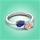 3 - Afra 1.35 ctw Iolite Pear Shape (7x5 mm) & Morganite Oval Shape (7x5 mm) Toi Et Moi Engagement Ring 