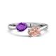 1 - Afra 1.40 ctw Amethyst Pear Shape (7x5 mm) & Morganite Oval Shape (7x5 mm) Toi Et Moi Engagement Ring 