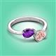 3 - Afra 1.40 ctw Amethyst Pear Shape (7x5 mm) & Morganite Oval Shape (7x5 mm) Toi Et Moi Engagement Ring 