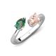 4 - Afra 1.61 ctw Lab Created Alexandrite Pear Shape (7x5 mm) & Morganite Oval Shape (7x5 mm) Toi Et Moi Engagement Ring 