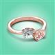 3 - Afra 1.60 ctw Moissanite Pear Shape (7x5 mm) & Morganite Oval Shape (7x5 mm) Toi Et Moi Engagement Ring 