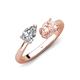 4 - Afra 1.60 ctw Moissanite Pear Shape (7x5 mm) & Morganite Oval Shape (7x5 mm) Toi Et Moi Engagement Ring 