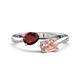 1 - Afra 1.65 ctw Red Garnet Pear Shape (7x5 mm) & Morganite Oval Shape (7x5 mm) Toi Et Moi Engagement Ring 