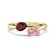 1 - Afra 1.65 ctw Red Garnet Pear Shape (7x5 mm) & Morganite Oval Shape (7x5 mm) Toi Et Moi Engagement Ring 