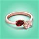 3 - Afra 1.65 ctw Red Garnet Pear Shape (7x5 mm) & Morganite Oval Shape (7x5 mm) Toi Et Moi Engagement Ring 