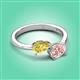 3 - Afra 1.65 ctw Yellow Sapphire Pear Shape (7x5 mm) & Morganite Oval Shape (7x5 mm) Toi Et Moi Engagement Ring 