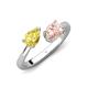4 - Afra 1.65 ctw Yellow Sapphire Pear Shape (7x5 mm) & Morganite Oval Shape (7x5 mm) Toi Et Moi Engagement Ring 