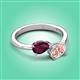 3 - Afra 1.65 ctw Rhodolite Garnet Pear Shape (7x5 mm) & Morganite Oval Shape (7x5 mm) Toi Et Moi Engagement Ring 
