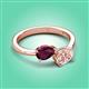 3 - Afra 1.65 ctw Rhodolite Garnet Pear Shape (7x5 mm) & Morganite Oval Shape (7x5 mm) Toi Et Moi Engagement Ring 