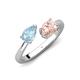 4 - Afra 1.35 ctw Aquamarine Pear Shape (7x5 mm) & Morganite Oval Shape (7x5 mm) Toi Et Moi Engagement Ring 