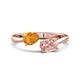 1 - Afra 1.40 ctw Citrine Pear Shape (7x5 mm) & Morganite Oval Shape (7x5 mm) Toi Et Moi Engagement Ring 