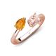 4 - Afra 1.40 ctw Citrine Pear Shape (7x5 mm) & Morganite Oval Shape (7x5 mm) Toi Et Moi Engagement Ring 